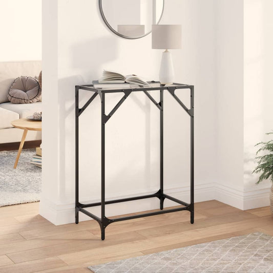 Steel & Glass Console Table - 60x35x81 cm, Transparent Top