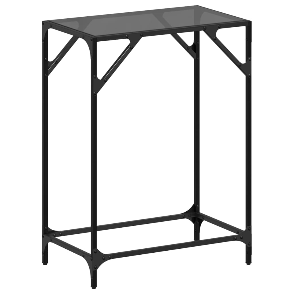 Sleek Console Table Black Glass Top 60x35x81 cm, Steel Frame