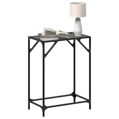 Sleek Console Table Black Glass Top 60x35x81 cm, Steel Frame