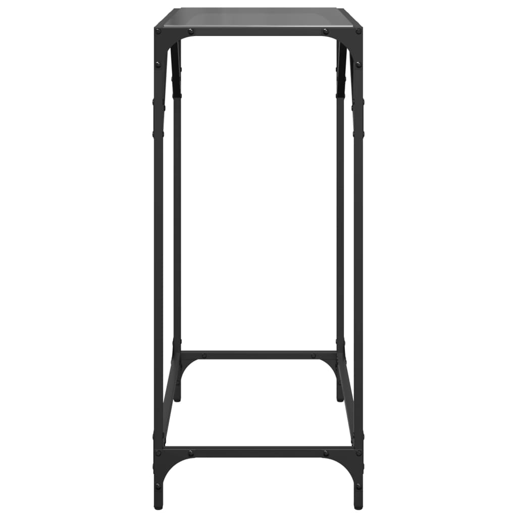 Sleek Console Table Black Glass Top 60x35x81 cm, Steel Frame