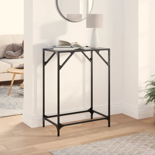 Sleek Console Table Black Glass Top 60x35x81 cm, Steel Frame