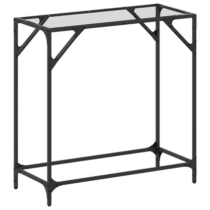Steel Console Table with Transparent Glass Top, 80x35x81 cm