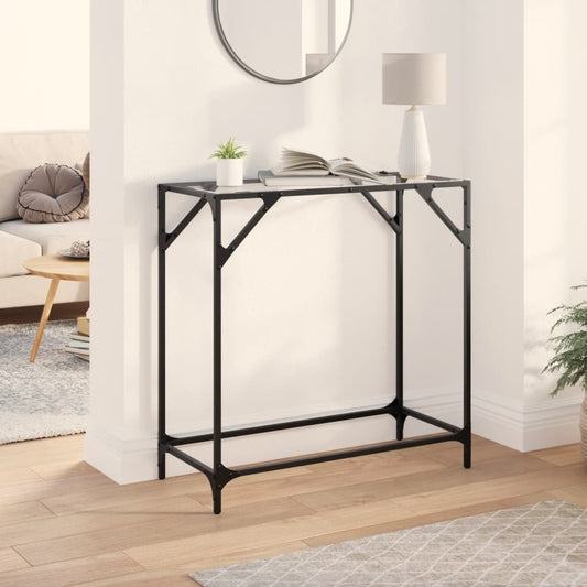 Steel Console Table with Transparent Glass Top, 80x35x81 cm