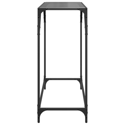 Sleek Black Glass Console Table 80x35x81 cm with Steel Frame