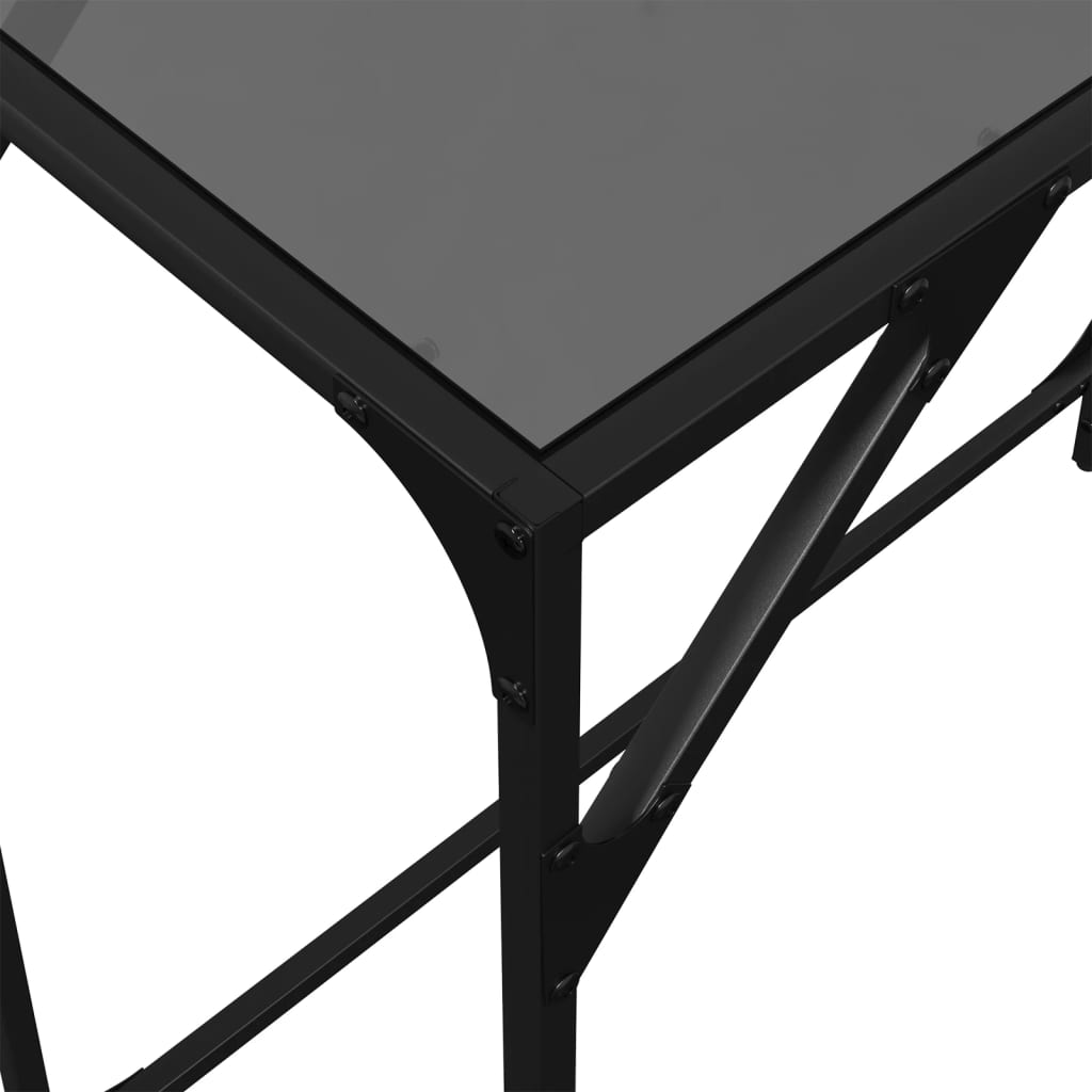 Sleek Black Glass Console Table 80x35x81 cm with Steel Frame