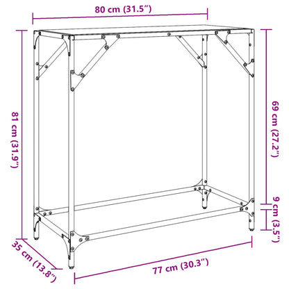 Sleek Black Glass Console Table 80x35x81 cm with Steel Frame