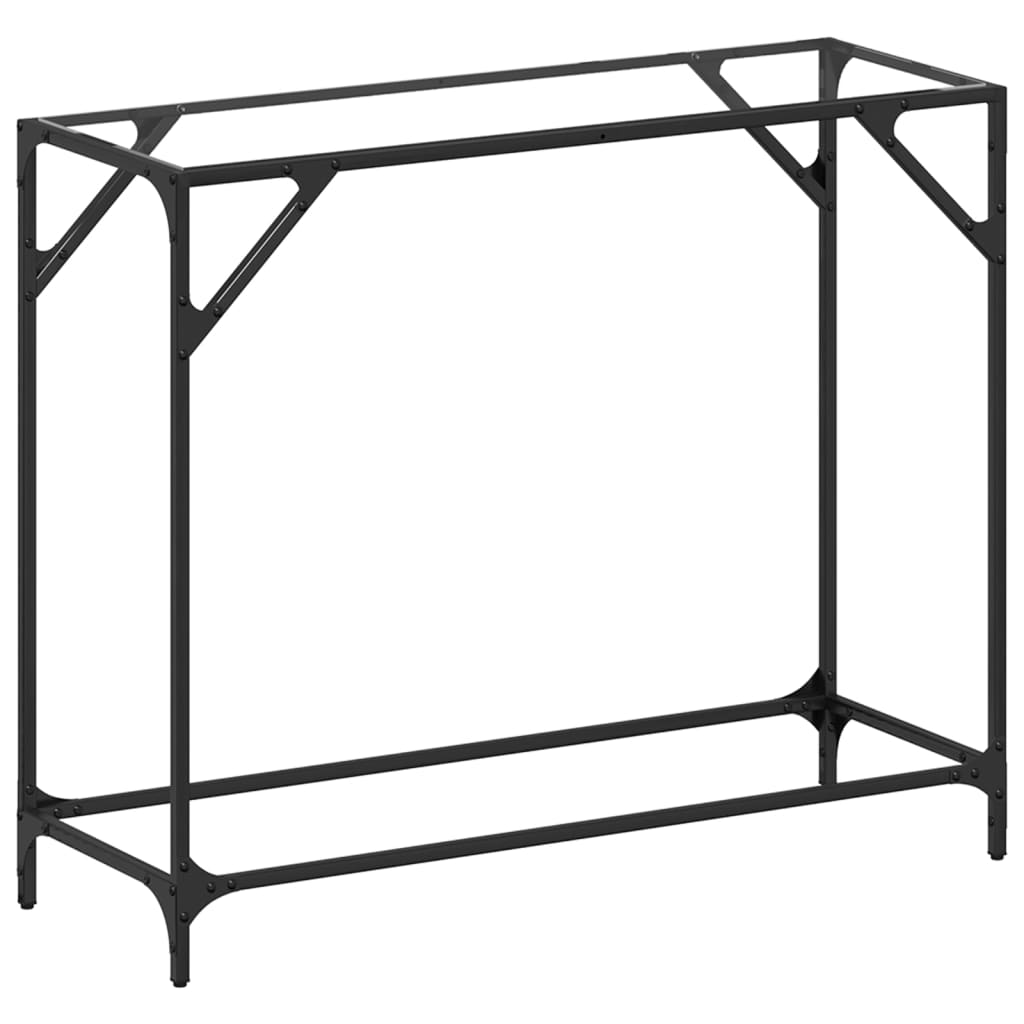 Sleek Console Table with Glass Top & Steel Frame, 98x35x81 cm