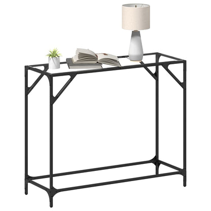 Sleek Console Table with Glass Top & Steel Frame, 98x35x81 cm