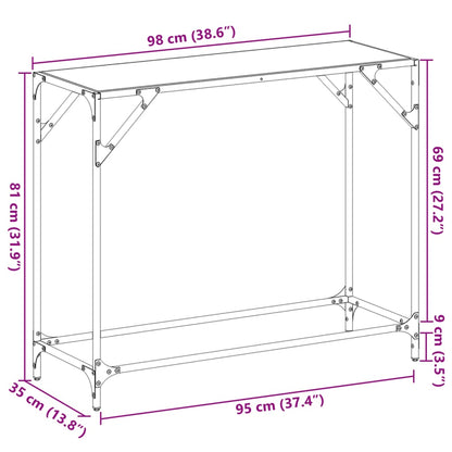 Sleek Console Table with Glass Top & Steel Frame, 98x35x81 cm