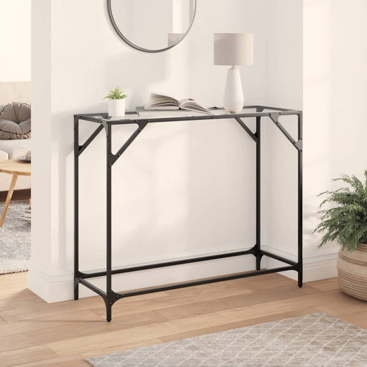 Sleek Console Table with Glass Top & Steel Frame, 98x35x81 cm