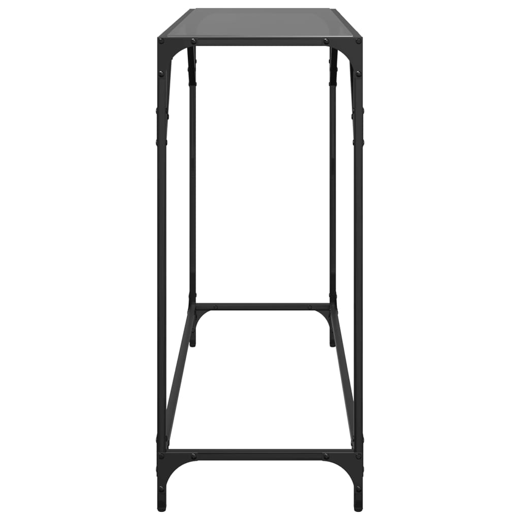 Elegant Console Table with Black Glass Top & Steel Frame, 98x35x81 cm