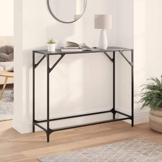 Elegant Console Table with Black Glass Top & Steel Frame, 98x35x81 cm