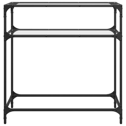 Steel Console Table with Transparent Glass Top, 80x35x81 cm