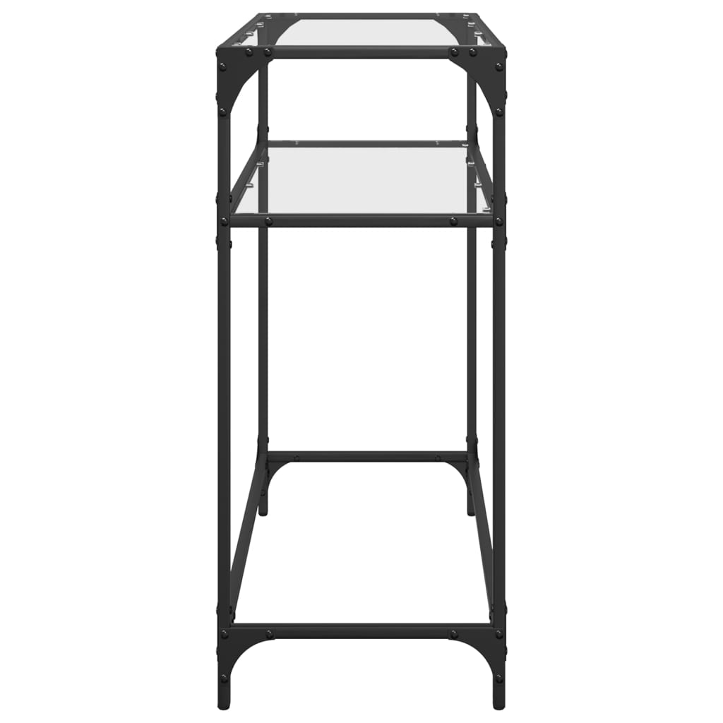 Steel Console Table with Transparent Glass Top, 80x35x81 cm