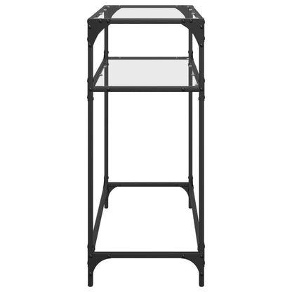 Steel Console Table with Transparent Glass Top, 80x35x81 cm