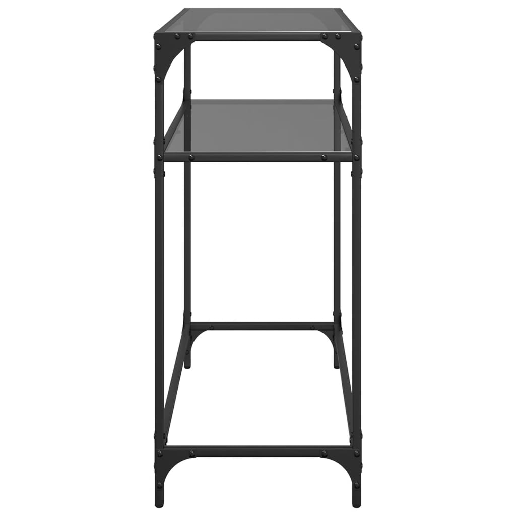 Sleek Steel Console Table with Black Glass Top - 80x35x81 cm