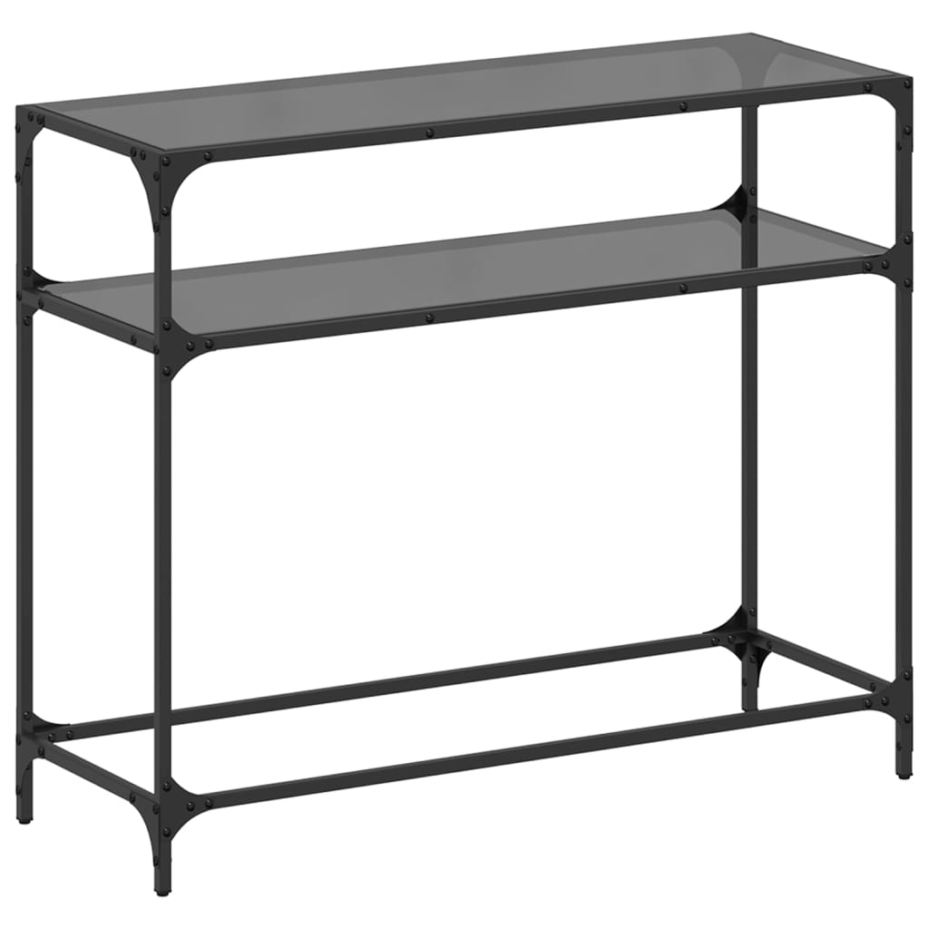 Sleek Black Glass Console Table 98x35x81 cm with Steel Frame