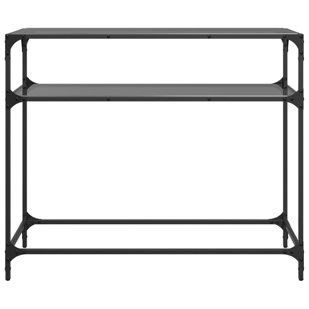 Sleek Black Glass Console Table 98x35x81 cm with Steel Frame
