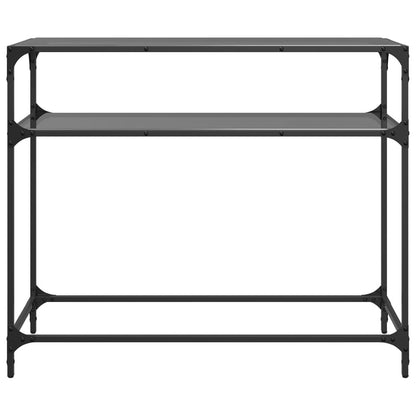 Sleek Black Glass Console Table 98x35x81 cm with Steel Frame