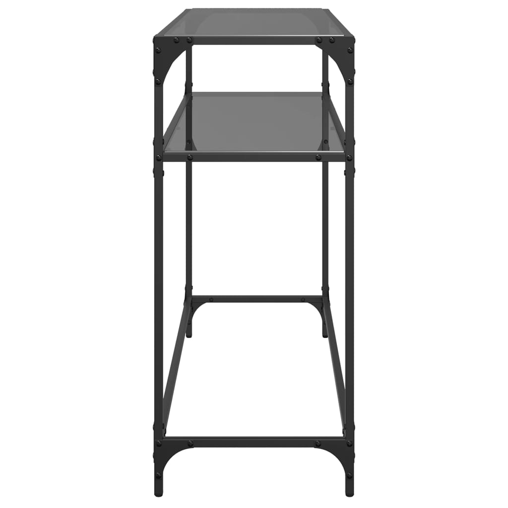 Sleek Black Glass Console Table 98x35x81 cm with Steel Frame