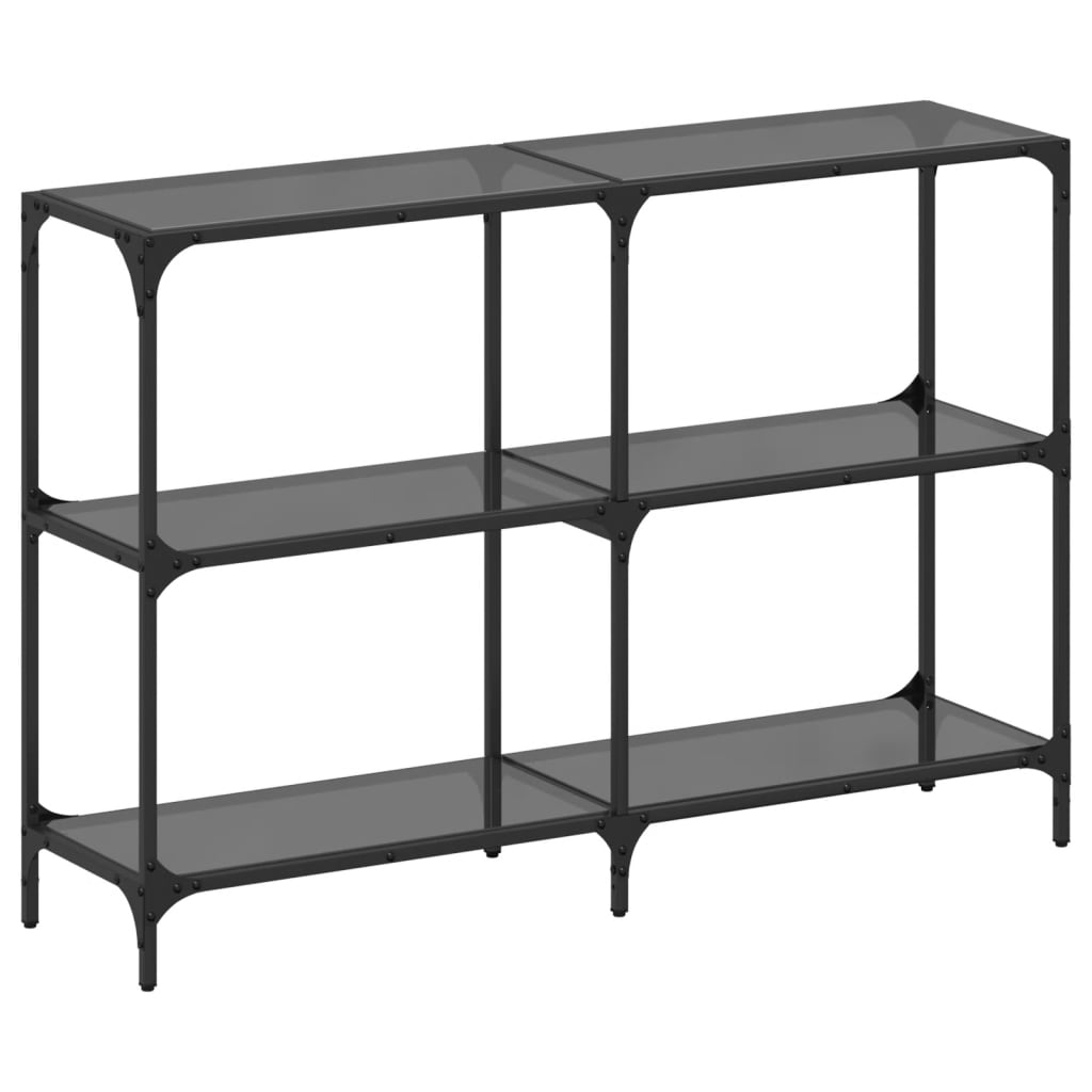 Sleek Console Table 118.5cm - Black Glass & Steel Frame