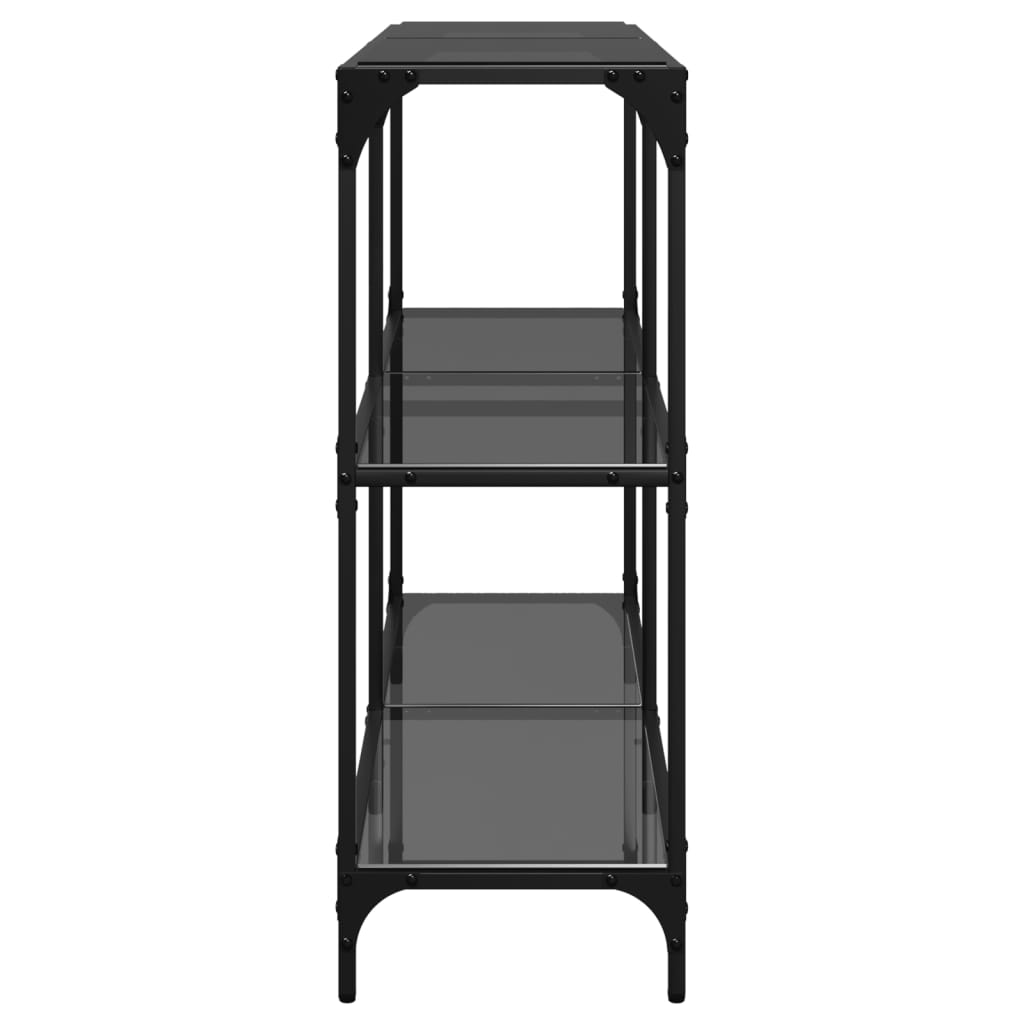 Sleek Console Table 118.5cm - Black Glass & Steel Frame