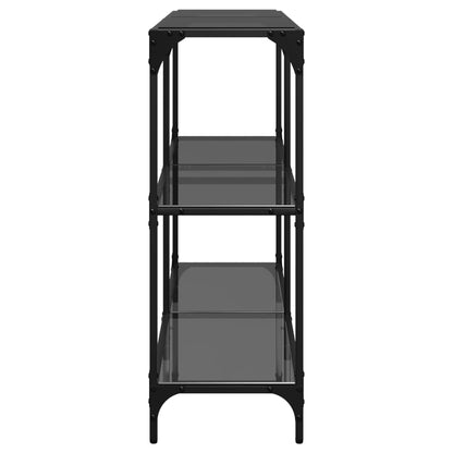 Sleek Console Table 118.5cm - Black Glass & Steel Frame