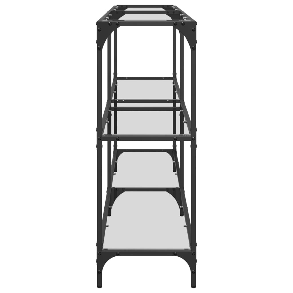 Sleek Steel Console Table with Transparent Glass Top 158.5x30x81 cm