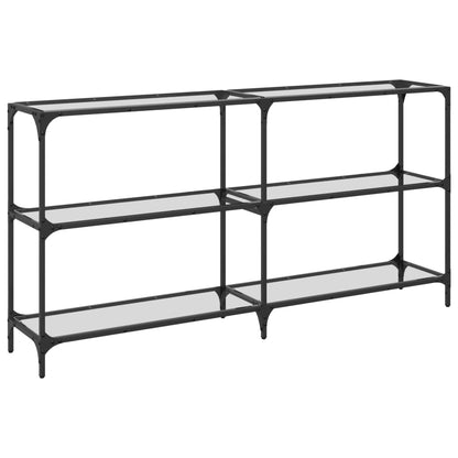 Sleek Steel Console Table with Transparent Glass Top 158.5x30x81 cm