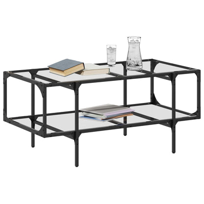Coffee Table with Transparent Glass Top 98.5x50x45 cm Steel