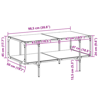 Coffee Table with Transparent Glass Top 98.5x50x45 cm Steel
