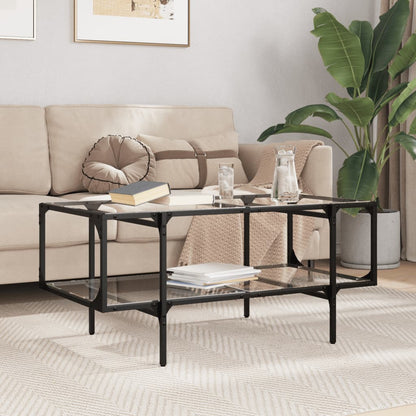 Coffee Table with Transparent Glass Top 98.5x50x45 cm Steel