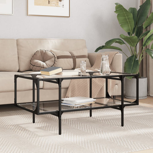 Coffee Table with Transparent Glass Top 98.5x50x45 cm Steel