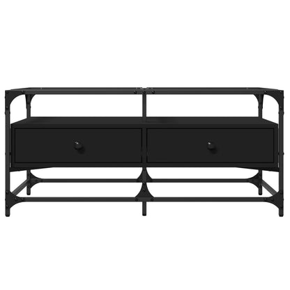 Coffee Table with Glass Top Black 98.5x50x45 cm Steel