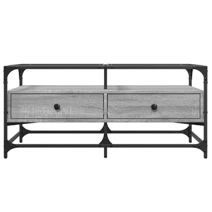 Coffee Table with Glass Top Grey Sonoma 98.5x50x45 cm Steel