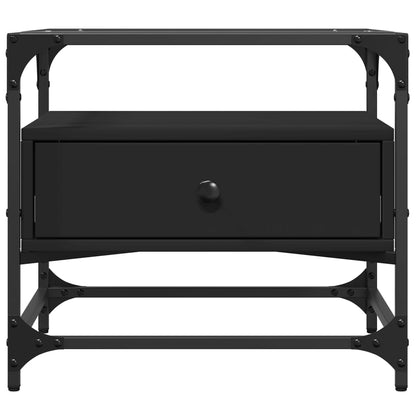 Coffee Table with Glass Top Black 50x50x45 cm Steel