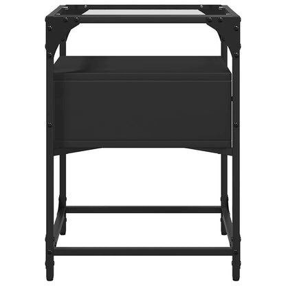 Sleek Black Bedside Cabinet 40x40x55 cm - Engineered Wood