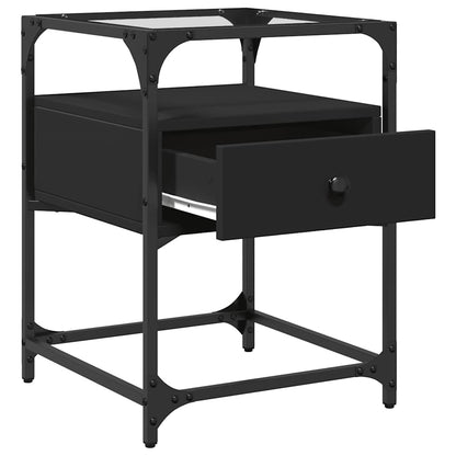Sleek Black Bedside Cabinet 40x40x55 cm - Engineered Wood
