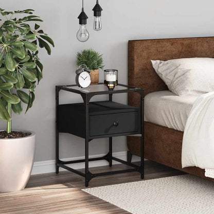 Sleek Black Bedside Cabinet 40x40x55 cm - Engineered Wood