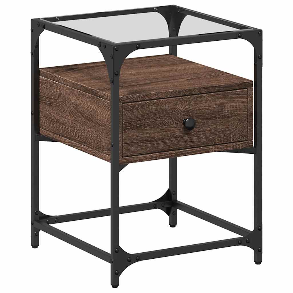 Brown Oak Bedside Cabinet - 40x40x55 cm Engineered Wood