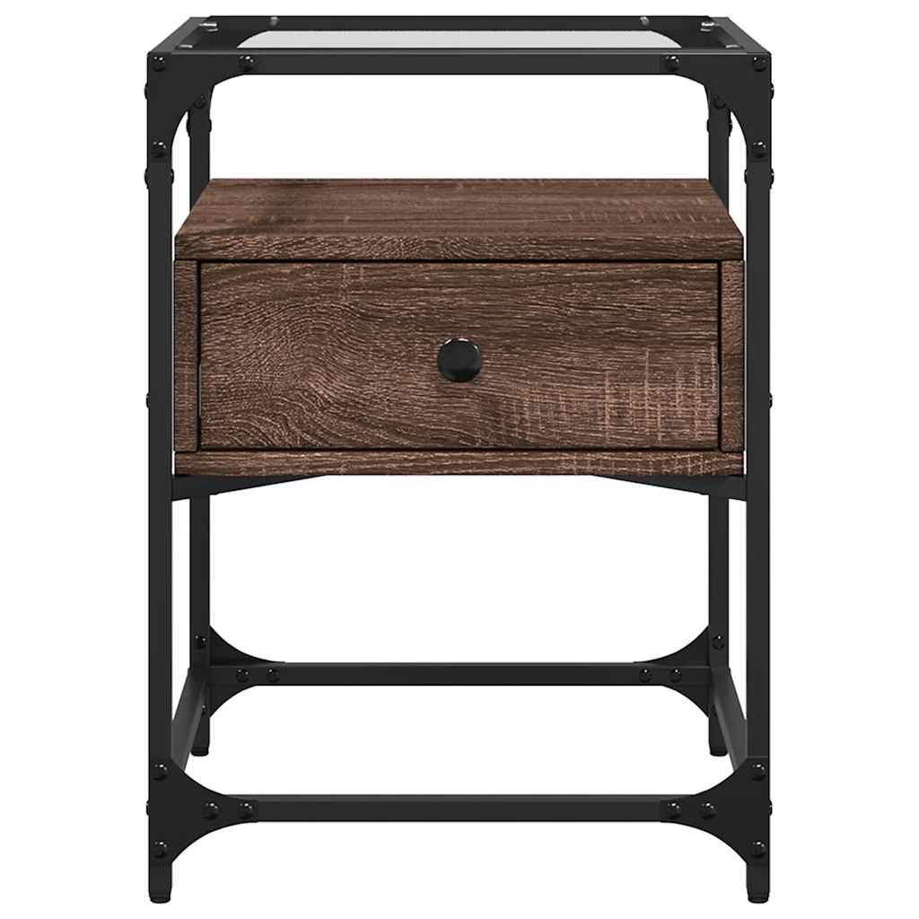 Brown Oak Bedside Cabinet - 40x40x55 cm Engineered Wood