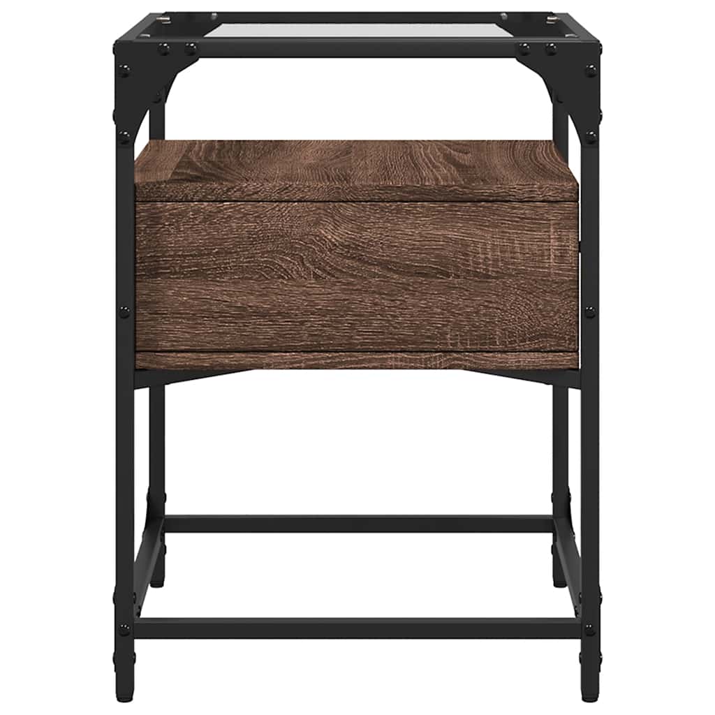 Brown Oak Bedside Cabinet - 40x40x55 cm Engineered Wood