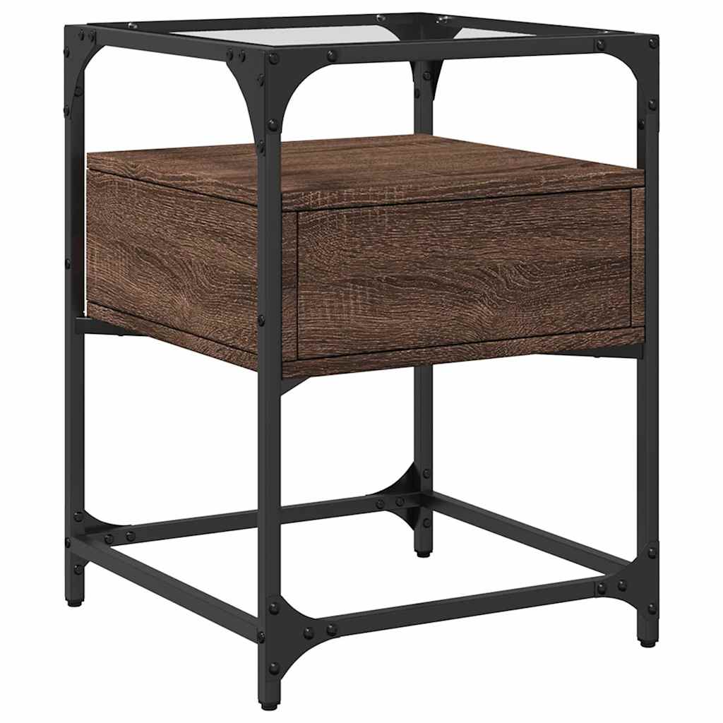 Brown Oak Bedside Cabinet - 40x40x55 cm Engineered Wood
