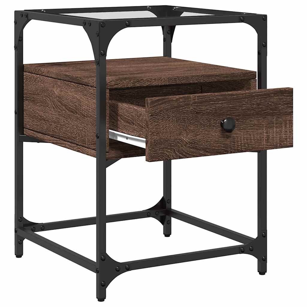 Brown Oak Bedside Cabinet - 40x40x55 cm Engineered Wood