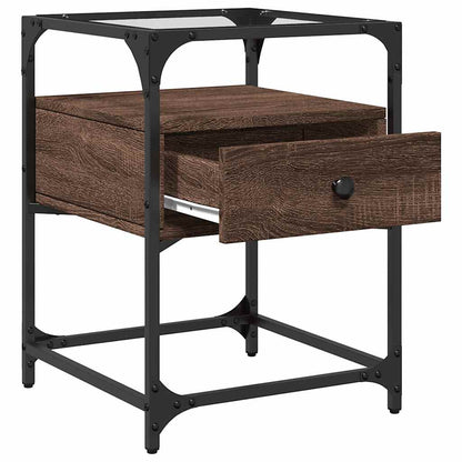 Brown Oak Bedside Cabinet - 40x40x55 cm Engineered Wood