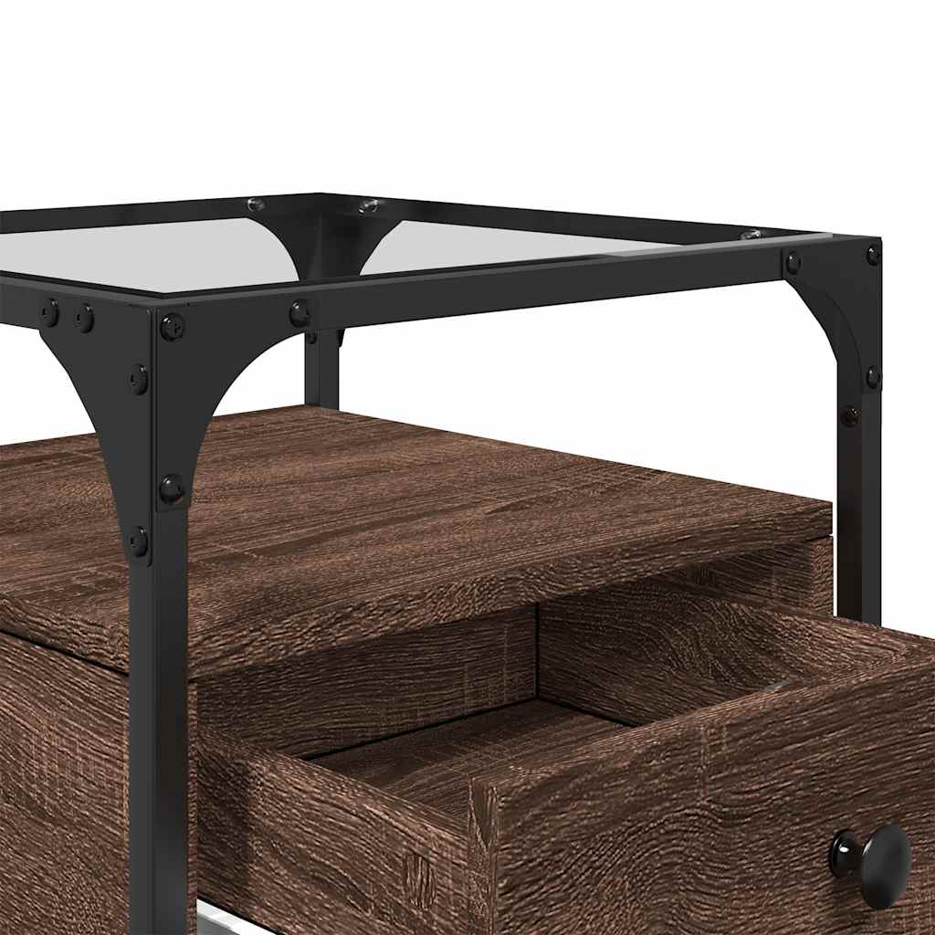 Brown Oak Bedside Cabinet - 40x40x55 cm Engineered Wood