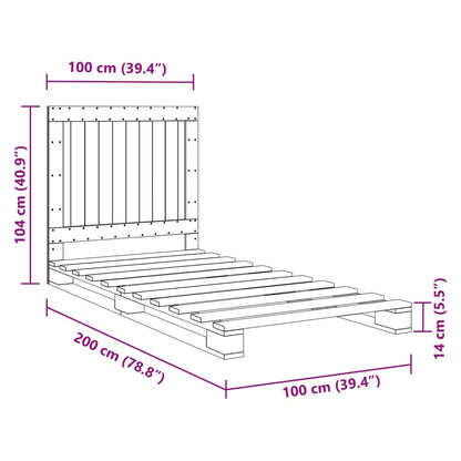 Bed Frame without Mattress  Grey 100x200 cm Solid Wood Pine