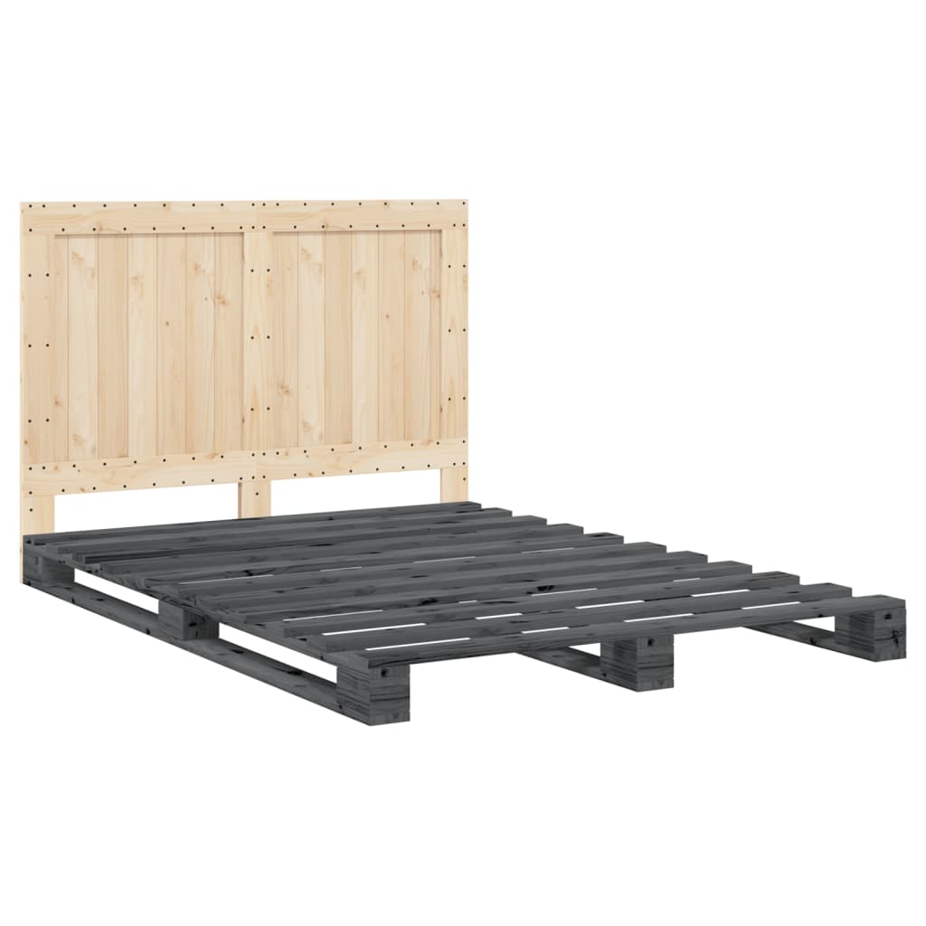 Bed Frame without Mattress  Grey 140x200 cm Solid Wood Pine