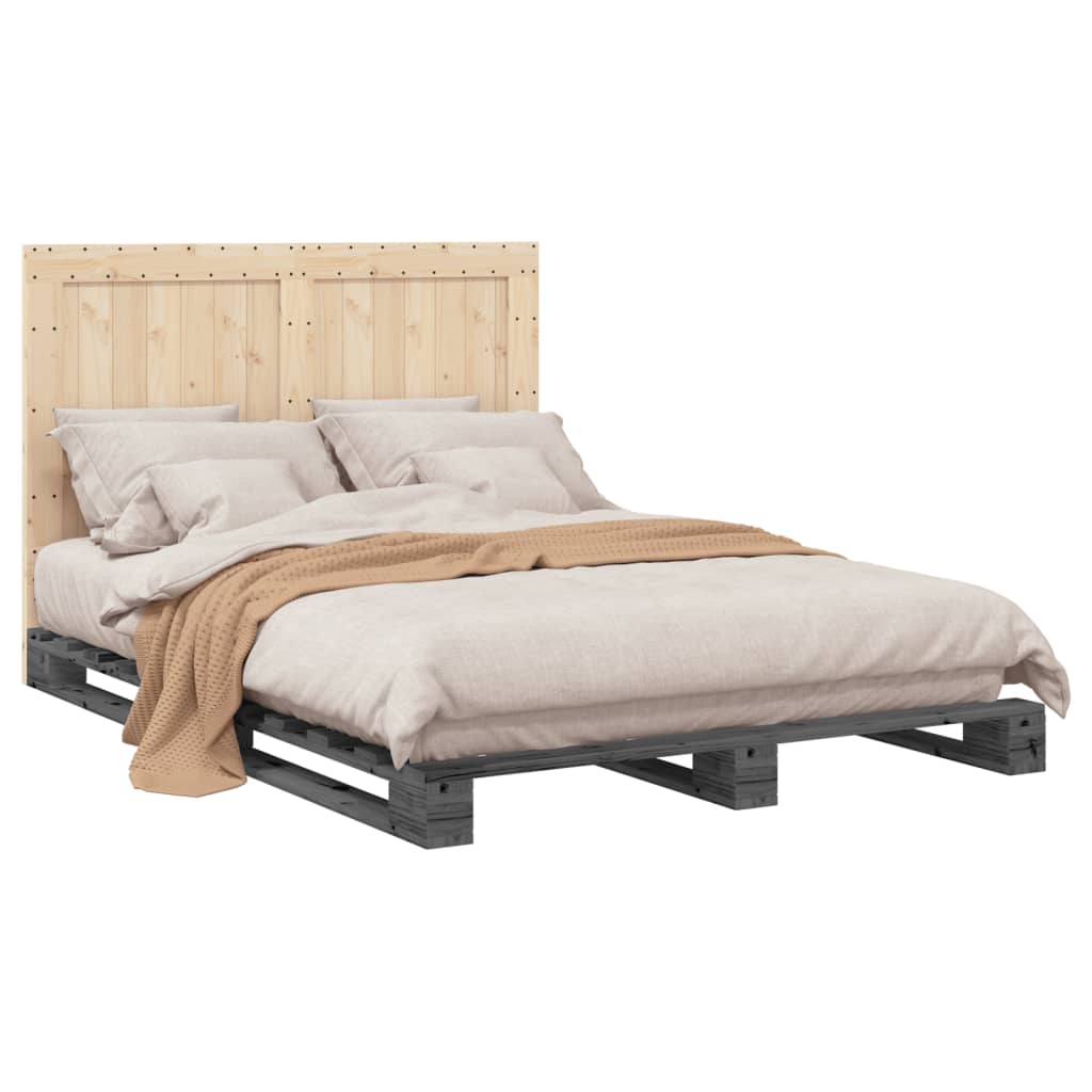Bed Frame without Mattress  Grey 140x200 cm Solid Wood Pine