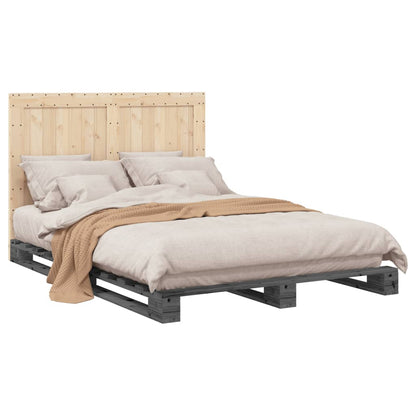Bed Frame without Mattress  Grey 140x200 cm Solid Wood Pine